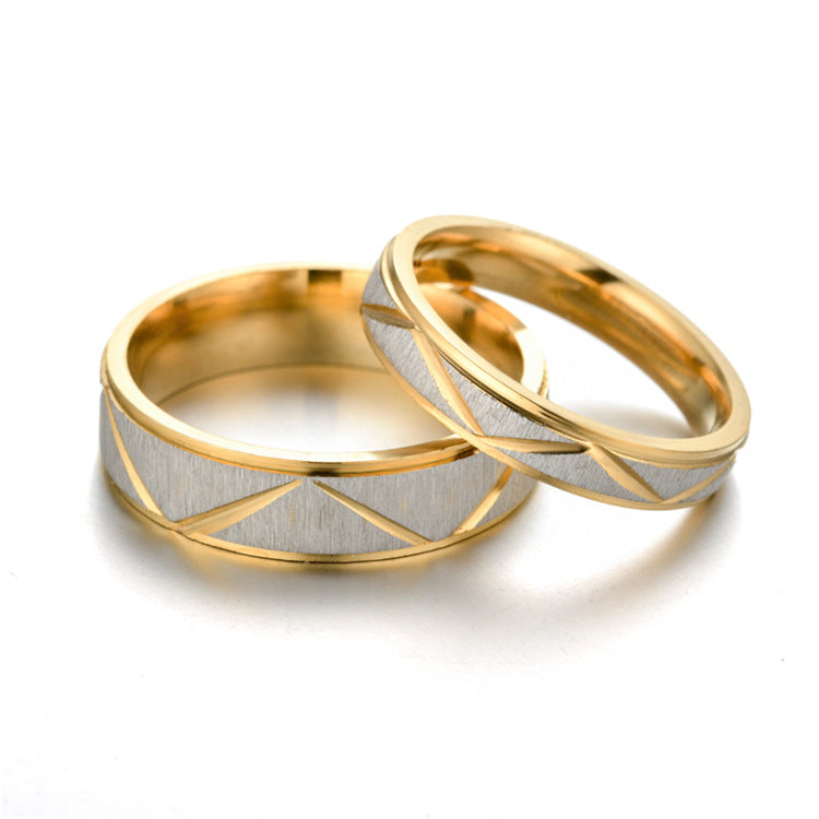 Wholesale Titanium steel diamond triangle couple ring